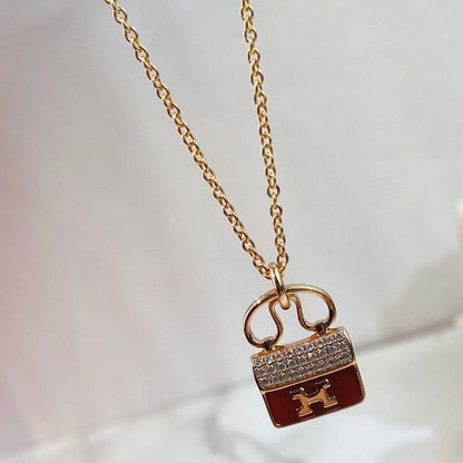 [LumiVibe]CONSTANCE RED PEDANT PINK GOLD NECKLACE