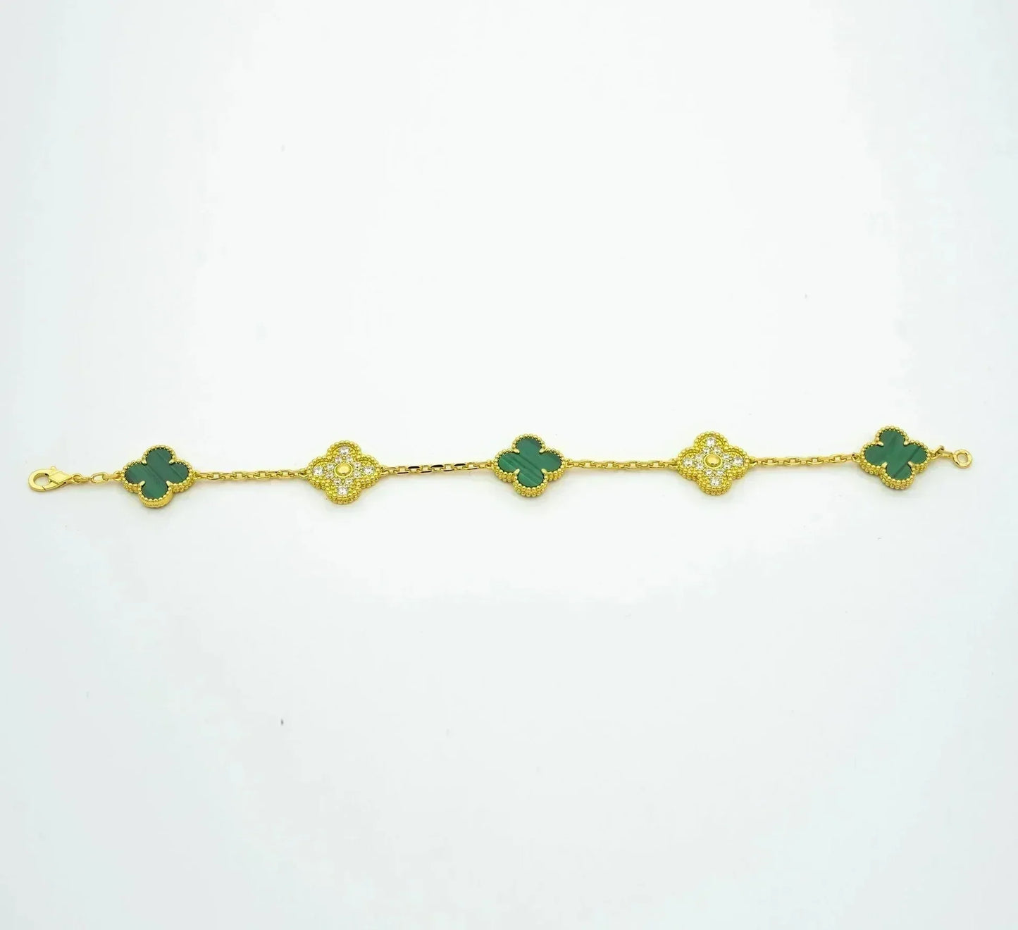 [LumiVibe] CLOVER 5 MOTIF MALACHITE BRACELET COLLECTION