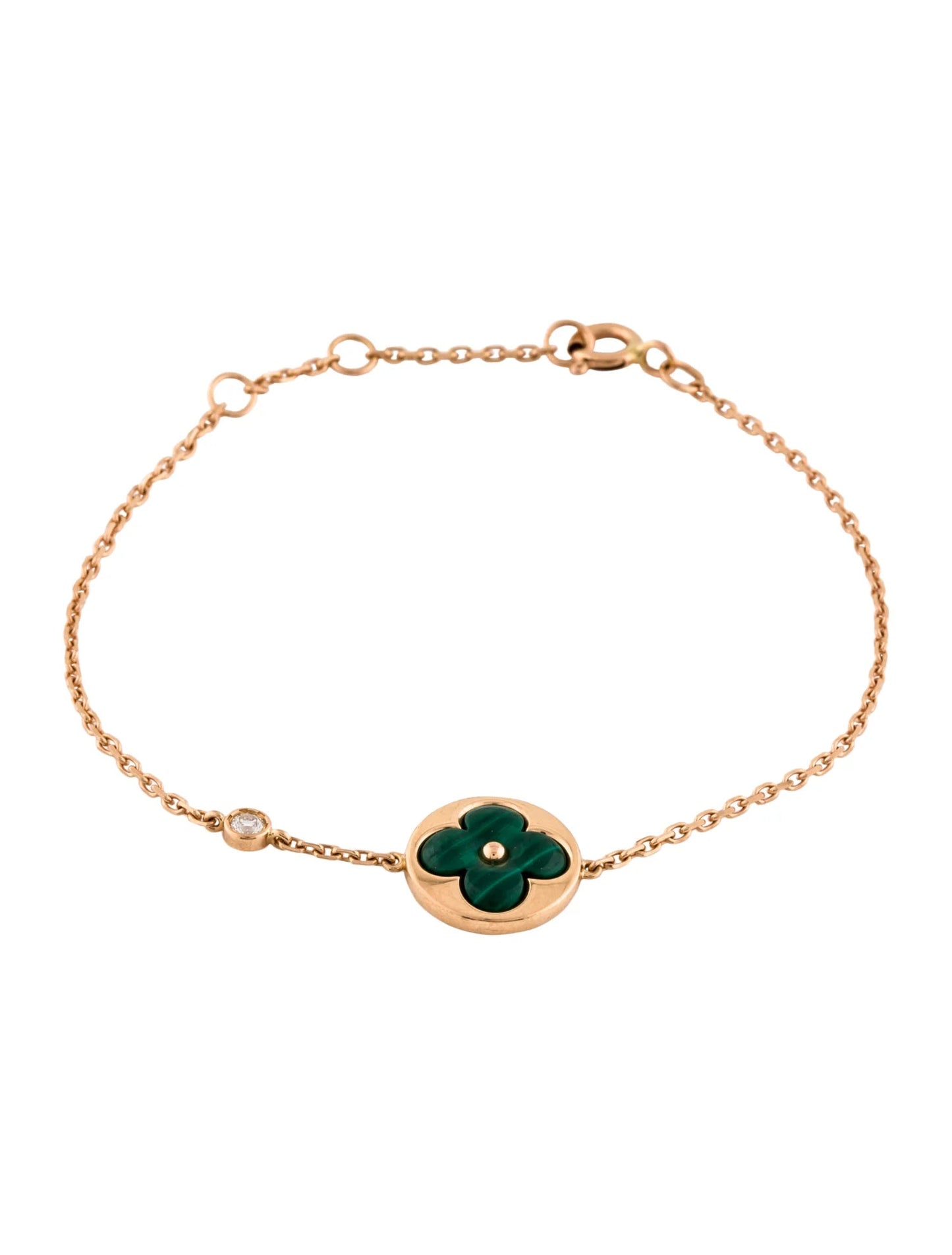 [LumiVibe]SUN MALACHITE 1 DIAMOND PINK GOLD BRACELET