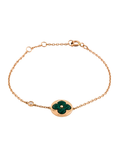 [LumiVibe]SUN MALACHITE 1 DIAMOND PINK GOLD BRACELET