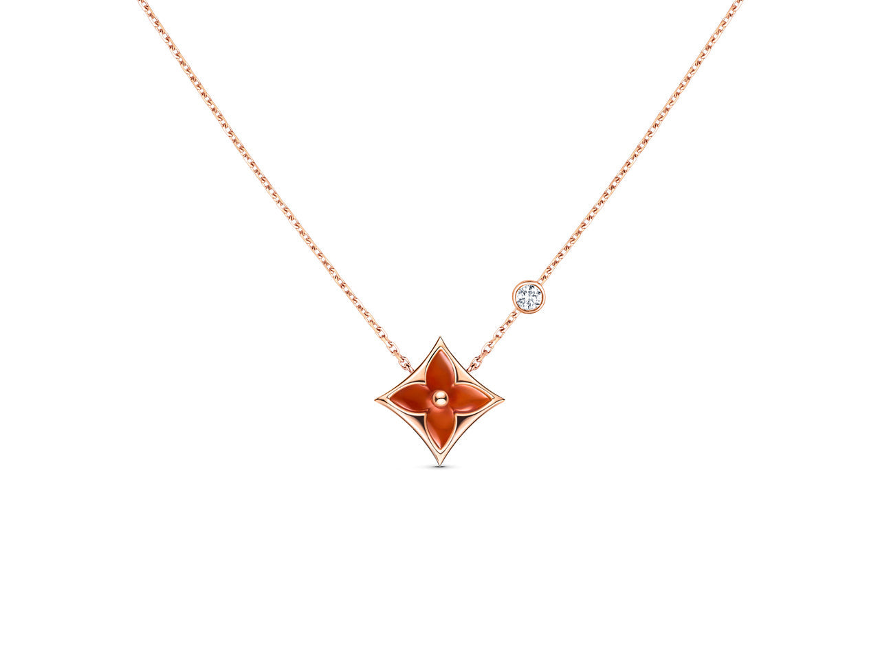 [LumiVibe]STAR NECKLACE PINK GOLD 1 DIAMOND