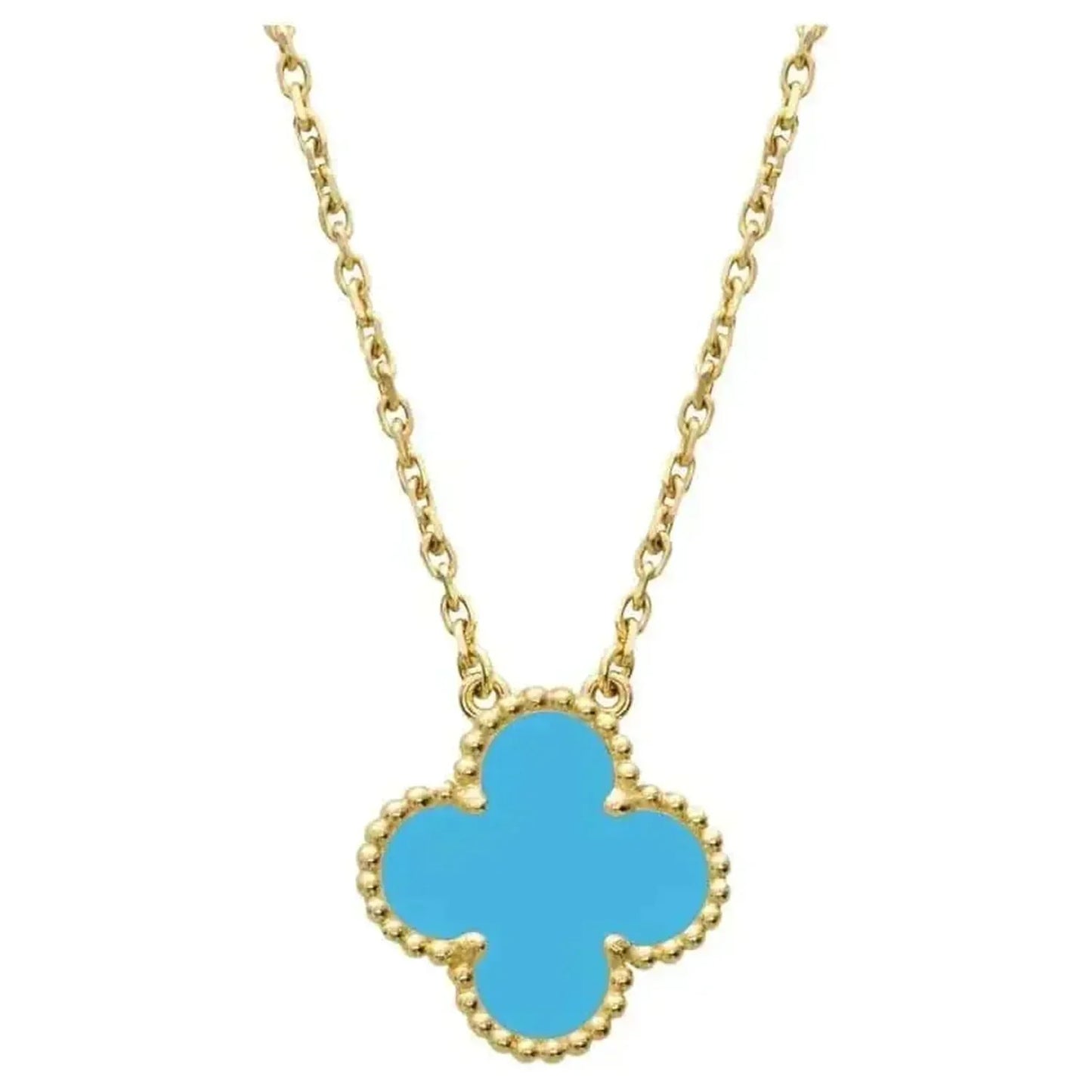 [LumiVibe]CLOVER 15MM VINTAGE TURQUOISE NECKLACE