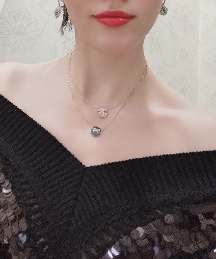[LumiVibe]JEUX DE PINK GOLD DIAMOND NECKLACE