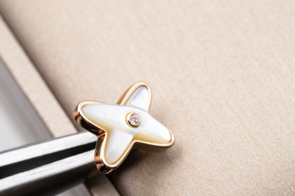 [LumiVibe]JEUX DE WHITE MOP ROSE GOLD DIAMOND EARRINGS