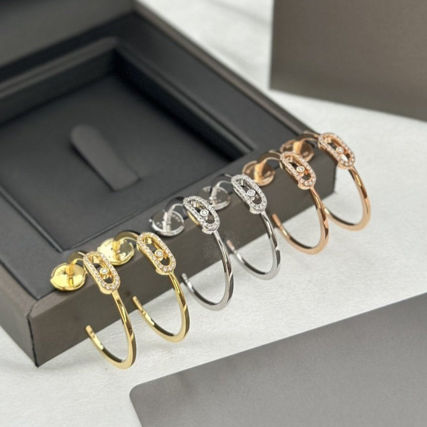 [LumiVibe]CREOLES MOVE UNO PM DIAMOND EARRINGS