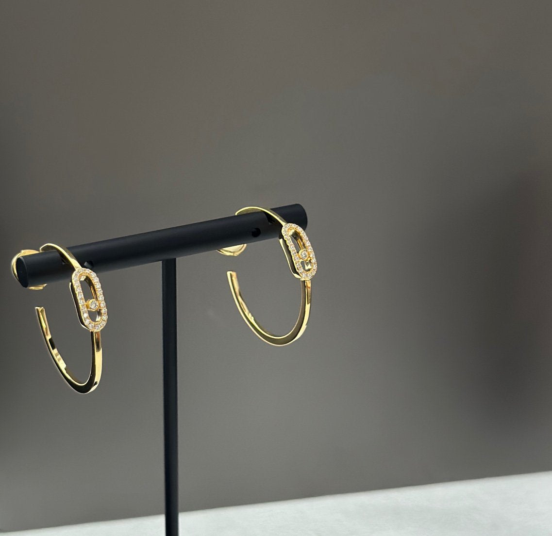 [LumiVibe]CREOLES MOVE UNO PM DIAMOND EARRINGS