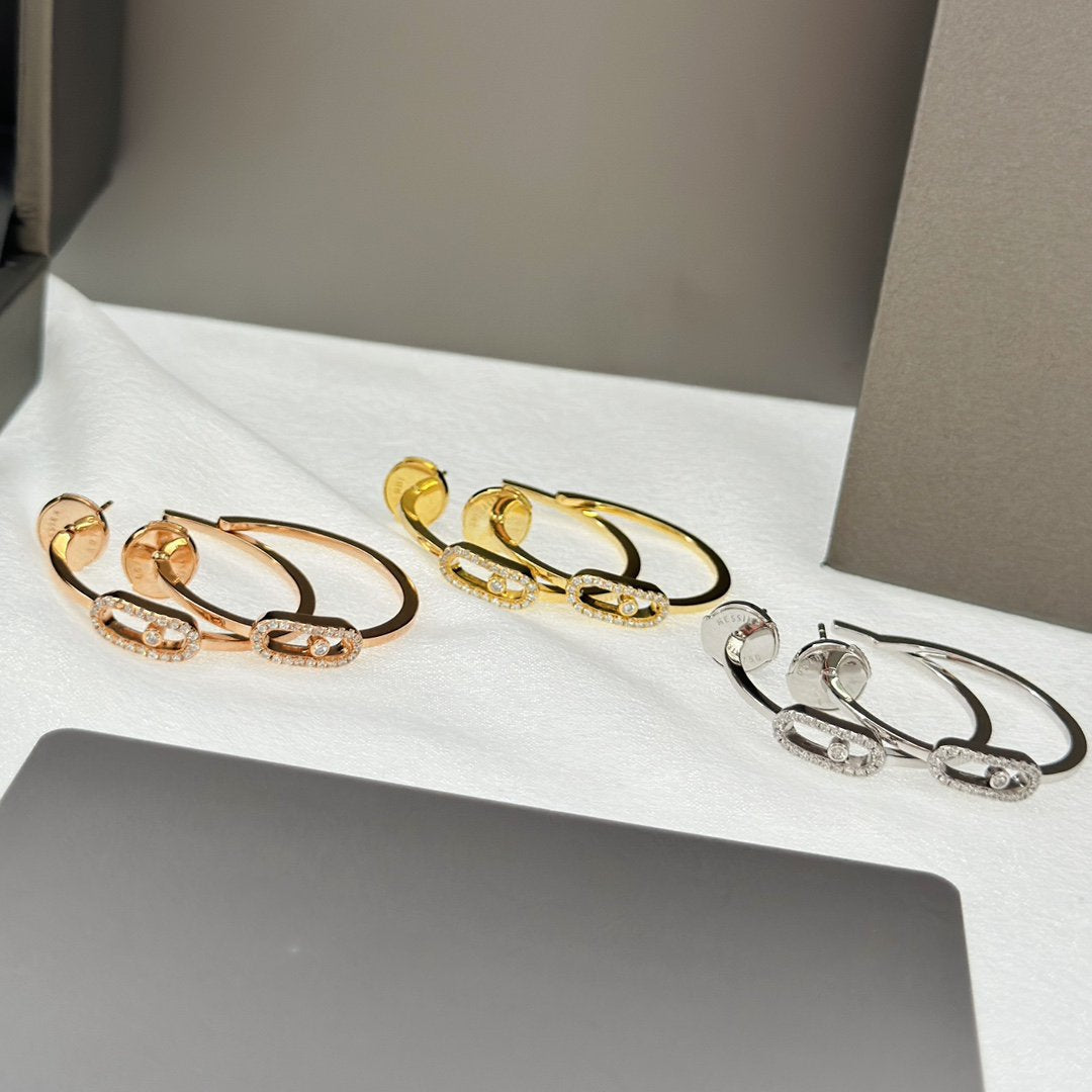 [LumiVibe]CREOLES MOVE UNO PM DIAMOND EARRINGS
