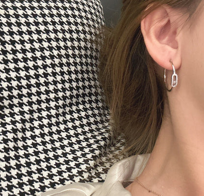 [LumiVibe]CREOLES MOVE UNO PM DIAMOND EARRINGS