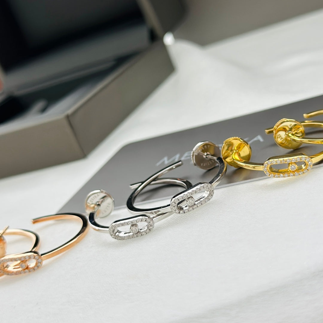 [LumiVibe]CREOLES MOVE UNO PM DIAMOND EARRINGS