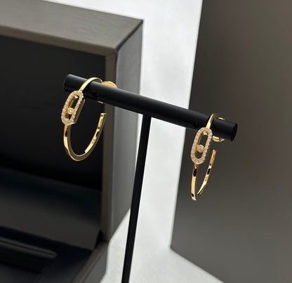 [LumiVibe]CREOLES MOVE UNO PM DIAMOND EARRINGS