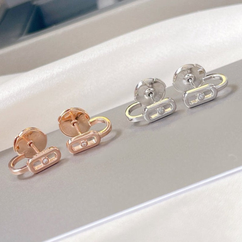 [LumiVibe]CREOLES MOVE UNO MINI 1 DIAMOND EARRINGS