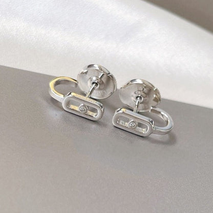 [LumiVibe]CREOLES MOVE UNO MINI 1 DIAMOND EARRINGS