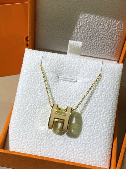 [LumiVibe]HM CLIC YELLOW ENAMEL GOLD NECKLACE