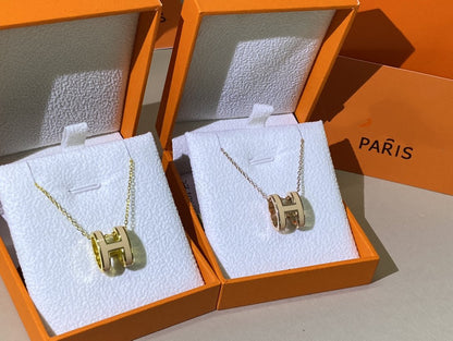 [LumiVibe]HM CLIC YELLOW ENAMEL GOLD NECKLACE