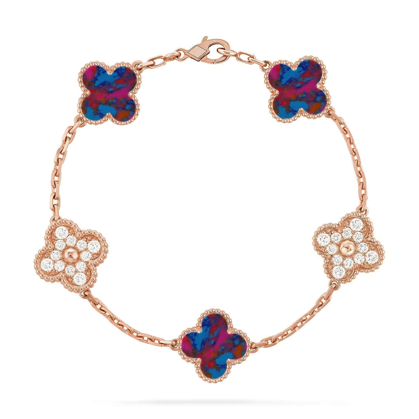 [LumiVibe]CLOVER 5 MOTIF COLOR GEMSTONES BRACELET COLLECTION