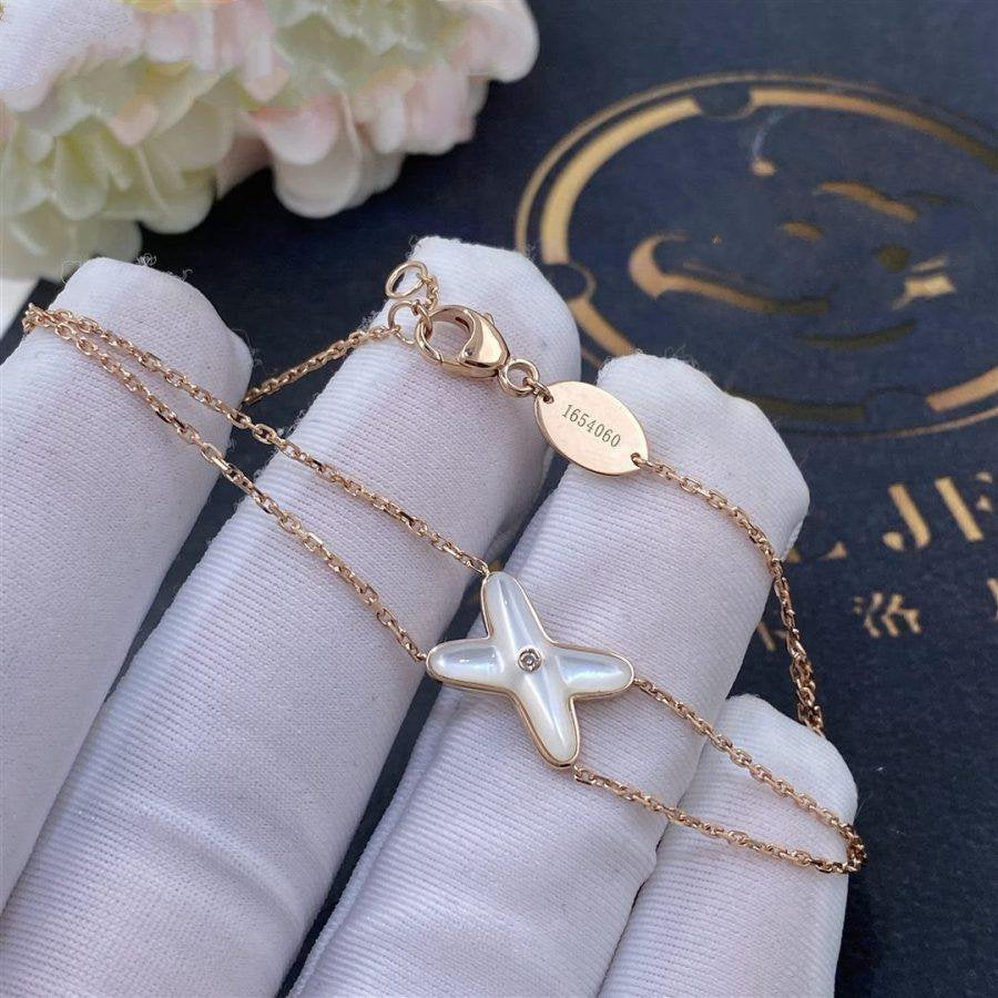 [LumiVibe]JEUX BRACELET WHITE MOP PINK GOLD 1 DIAMOND
