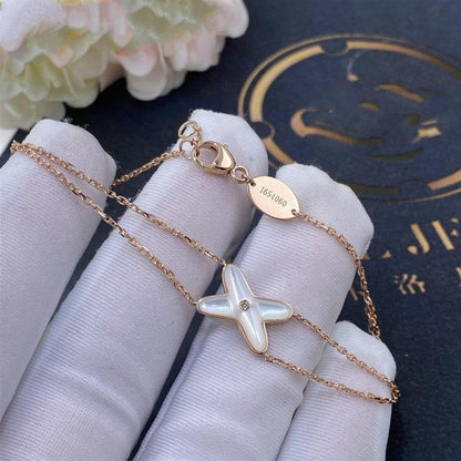 [LumiVibe]JEUX BRACELET WHITE MOP PINK GOLD 1 DIAMOND
