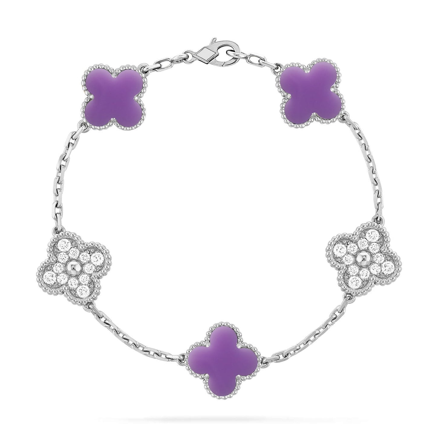[LumiVibe]CLOVER 5 MOTIF LIGHT PURPLE BRACELET COLLECTION