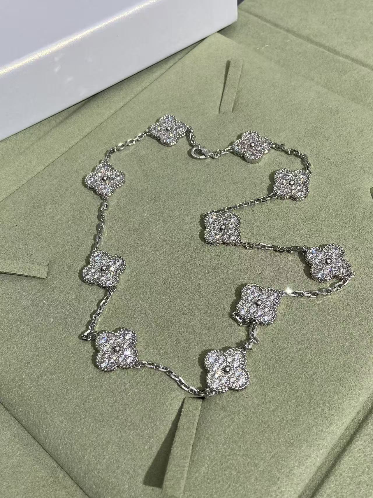 [LumiVibe]CLOVER 10 MOTIFS  FULL DIAMOND NECKLACE