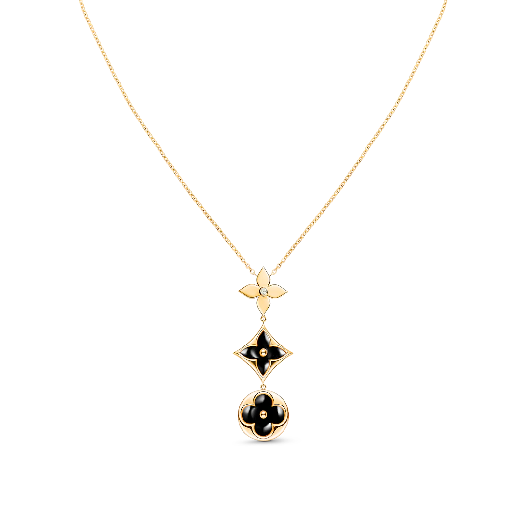 [LumiVibe]STAR AND SUN ONYX PINK GOLD NECKLACE