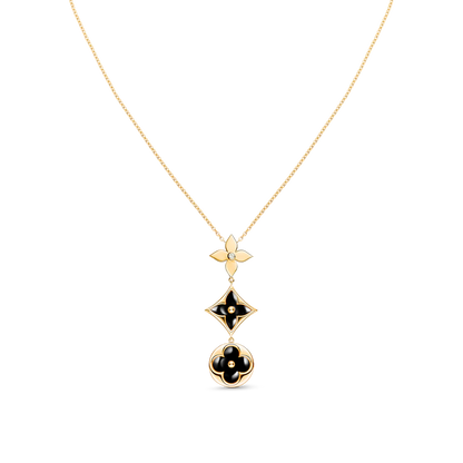 [LumiVibe]STAR AND SUN ONYX PINK GOLD NECKLACE