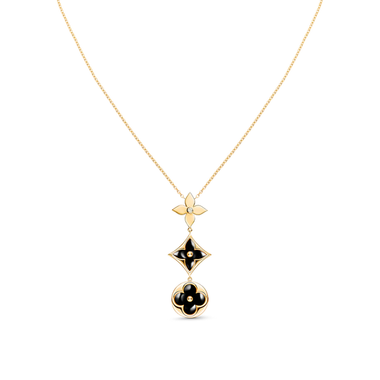 [LumiVibe]STAR AND SUN ONYX PINK GOLD NECKLACE