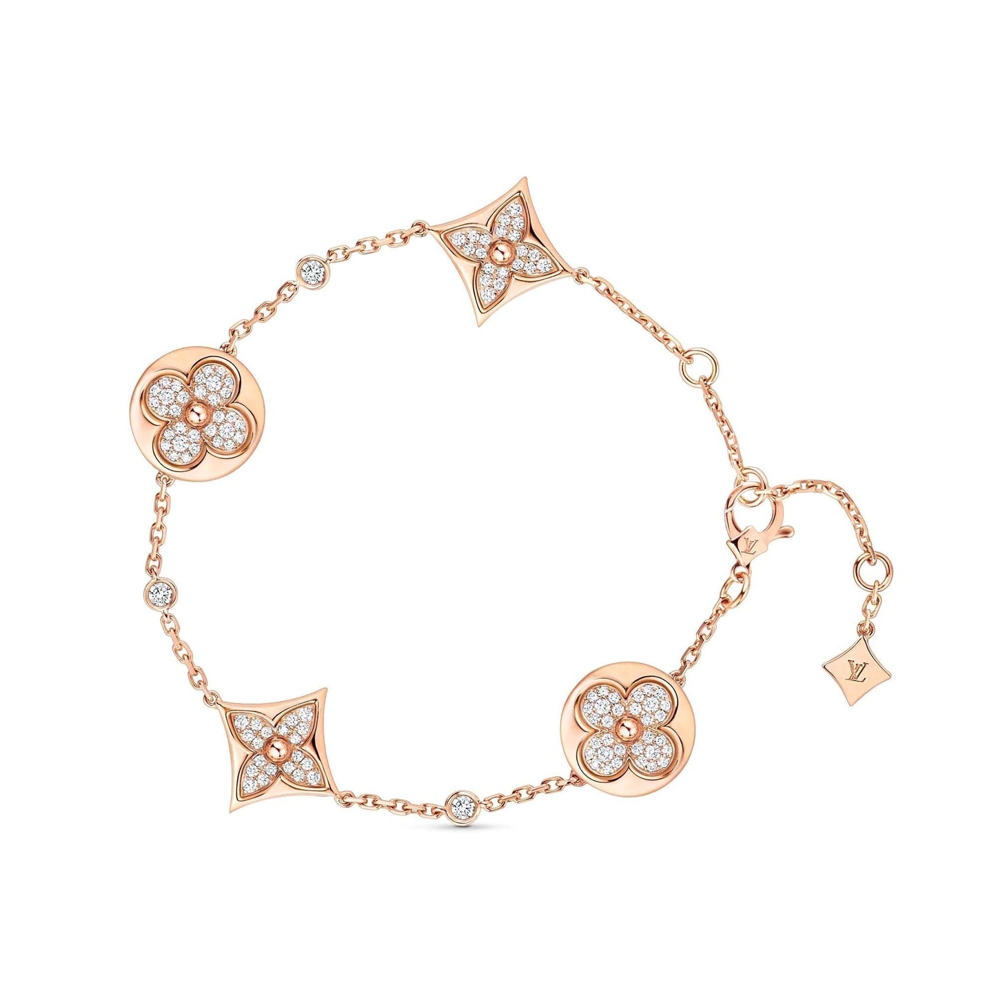 [LumiVibe]STAR AND SUN 4 MOTIFS GOLD DIAMONDS BRACELET