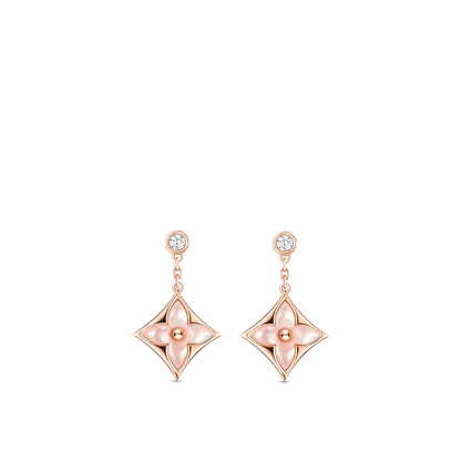 [LumiVibe]DOUBLE STAR PINK GOLD MOP DROP EARRINGS