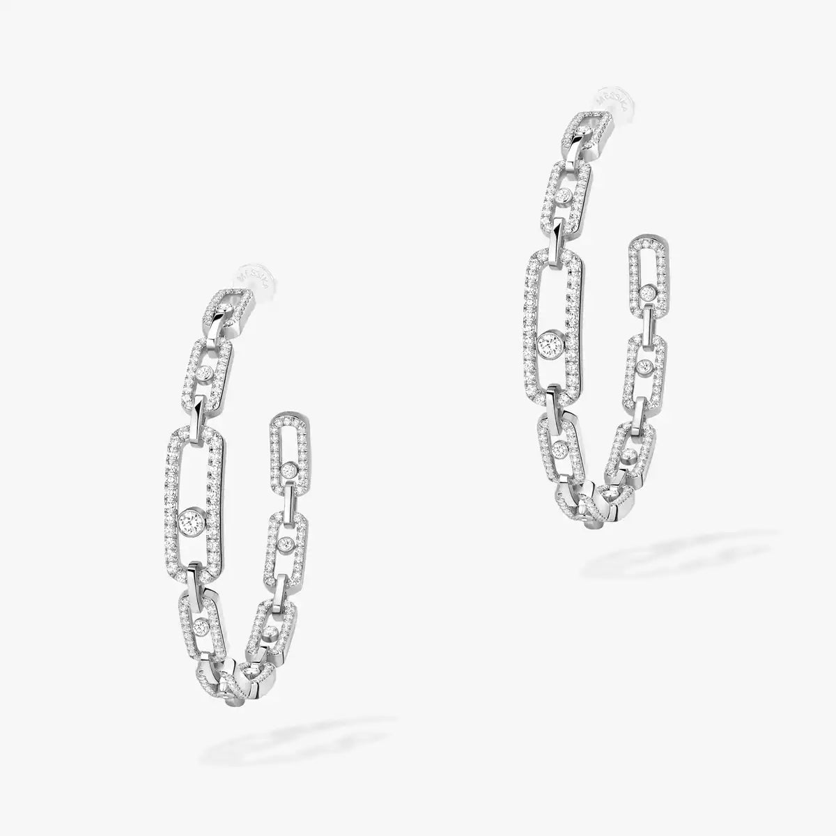 [[LumiVibe]Move Link Diamond Hoop Earrings