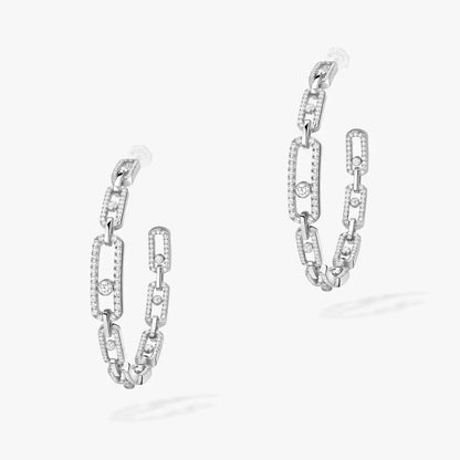 [[LumiVibe]Move Link Diamond Hoop Earrings