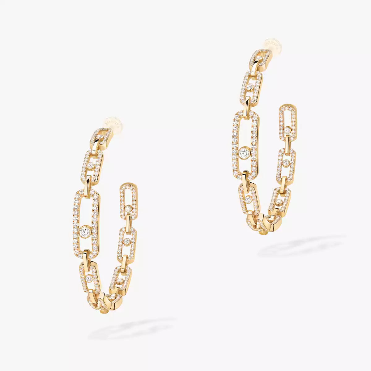 [[LumiVibe]Move Link Diamond Hoop Earrings