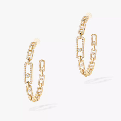 [[LumiVibe]Move Link Diamond Hoop Earrings