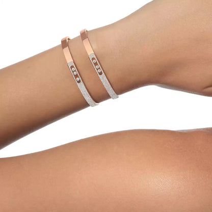 [LumiVibe]Move Noa Rose Gold Pavé Diamond Bangle Bracelet
