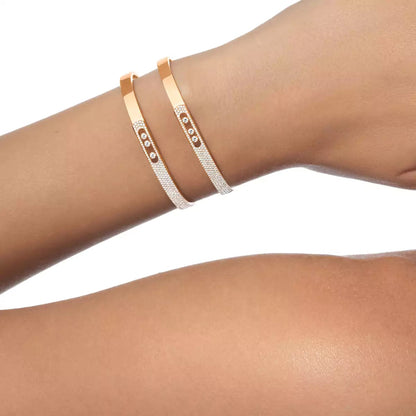 [LumiVibe]Move Noa Rose Gold Pavé Diamond Bangle Bracelet