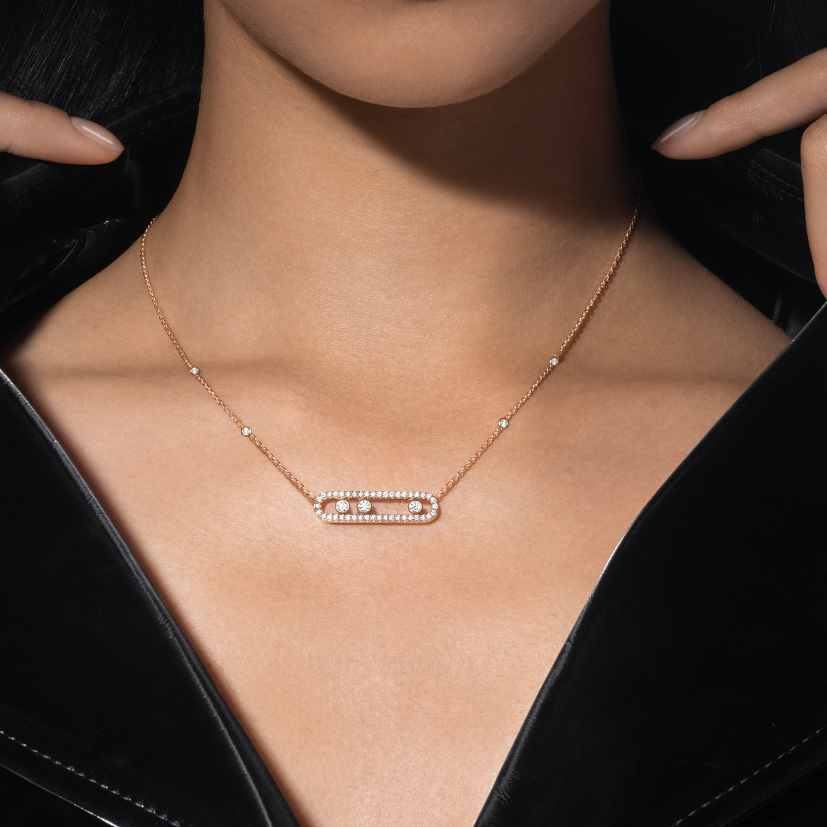[LumiVibe] Move Pave_ Rose Gold Diamond Necklace