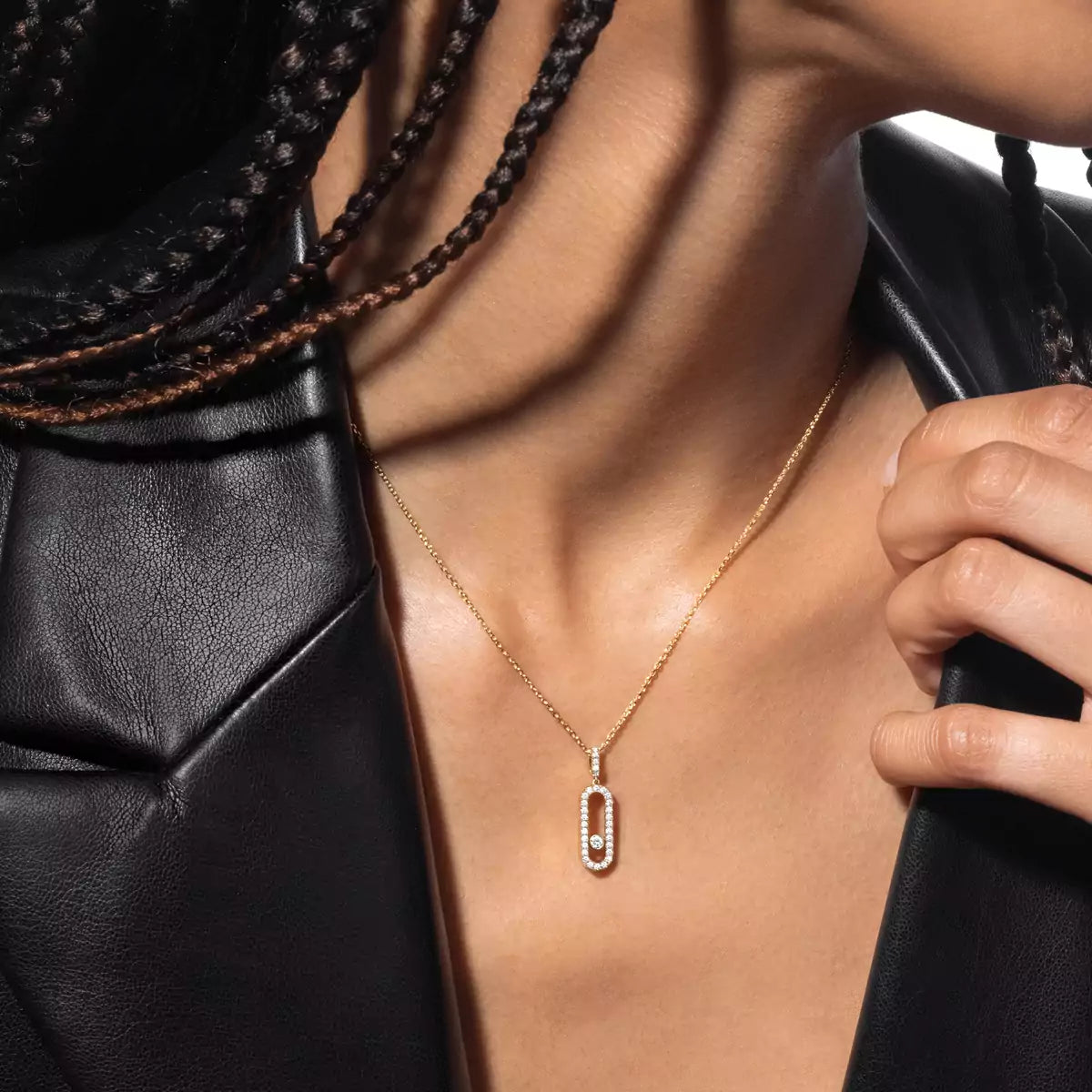 [LumiVibe]Move Uno Diamond Necklace in Rose Gold