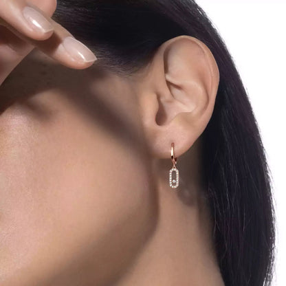 [LumiVibe]Move Uno Single Diamond Hoop Earring