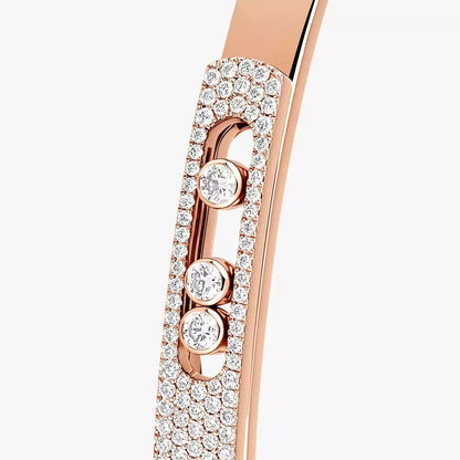 [LumiVibe]Move Noa Rose Gold Pavé Diamond Bangle Bracelet