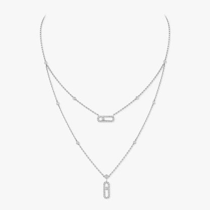 [LumiVibe]2 Rows Rose Gold Diamond Pave_ Necklace Move Uno