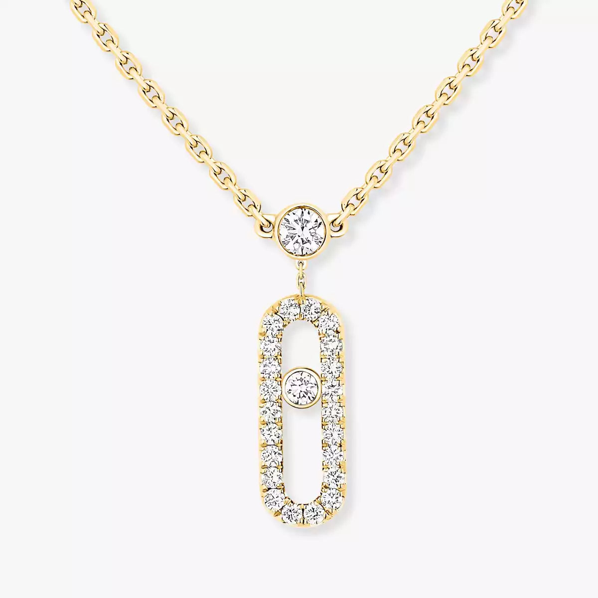 [LumiVibe]2 Rows Rose Gold Diamond Pave_ Necklace Move Uno