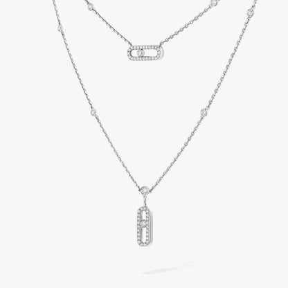 [LumiVibe]2 Rows Rose Gold Diamond Pave_ Necklace Move Uno