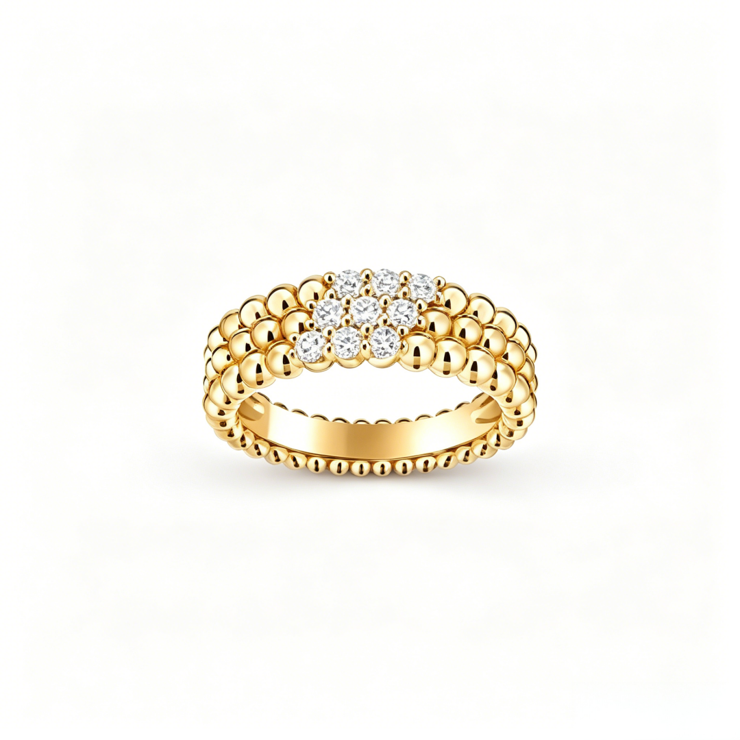 [LumiVibe] THREE-ROW DIAMOND RING