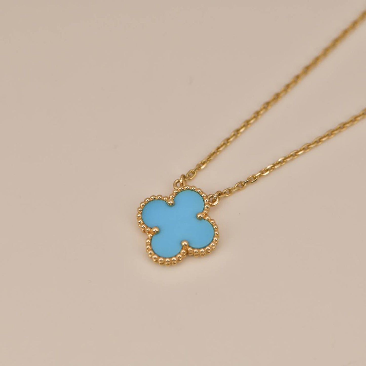 [LumiVibe]CLOVER 15MM VINTAGE TURQUOISE NECKLACE