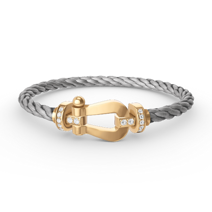 [LumiVibe]FORCE LARGE HORSESHOE HALF DIAMOND BRACELET GOLD