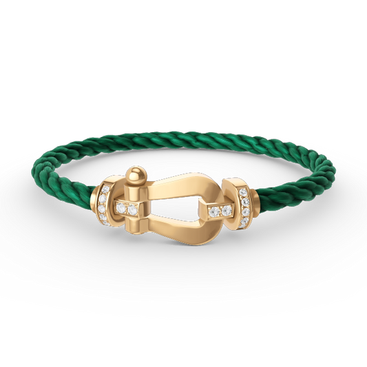 [LumiVibe]FORCE LARGE HORSESHOE HALF DIAMOND BRACELET GOLD