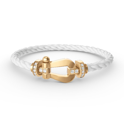 [LumiVibe]FORCE LARGE HORSESHOE HALF DIAMOND BRACELET GOLD