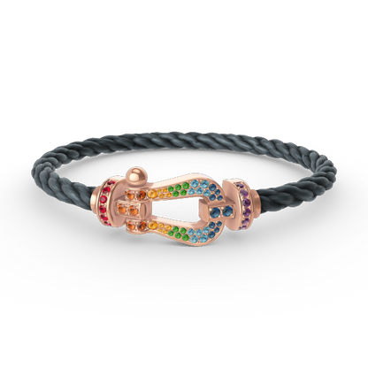 [LumiVibe]FORCE LARGE HORSESHOE  COLORED DIAMOND BRACELET ROSE GOLD
