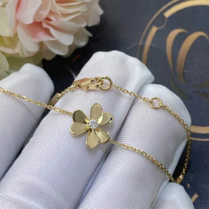 [LumiVibe]FRIVOLE GOLD FLOWER PINK MALACHITE BRACELET