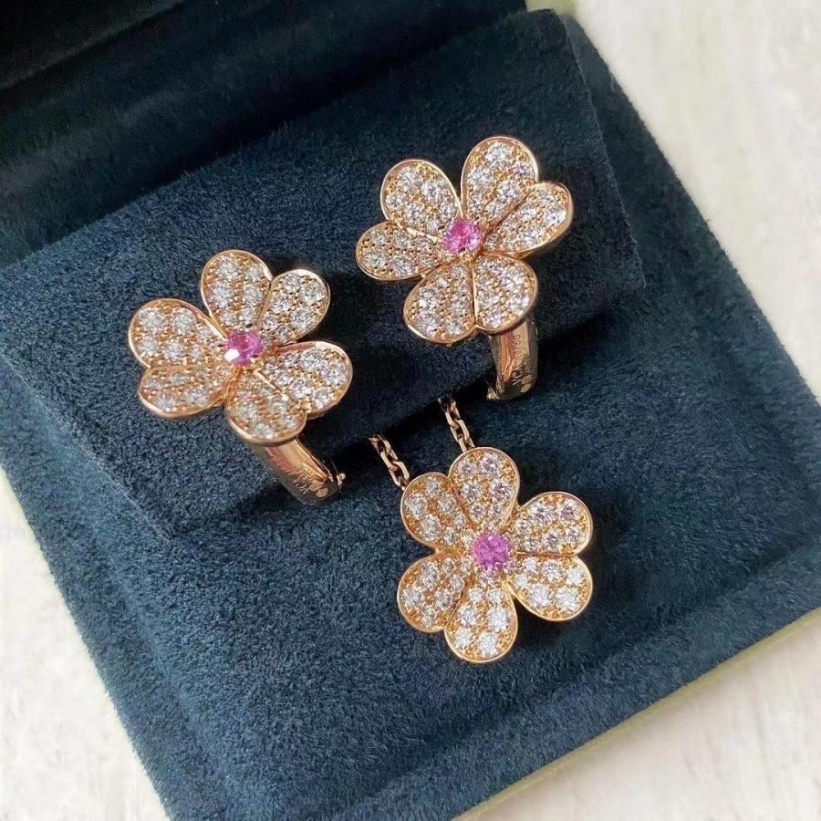 [LumiVibe]FRIVOLE ROSE GOLD FLOWER DIAMOND NECKLACE