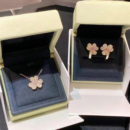 [LumiVibe]FRIVOLE ROSE GOLD FLOWER DIAMOND NECKLACE